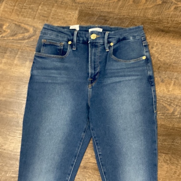 NWT GOOD AMERICAN GOOD WAIST RAW EDGE SKINNY JEAN IN BLUE B655 HI RISE SLIM LEG - Picture 9 of 14